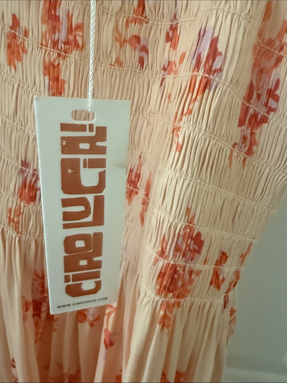 Ciao Lucia Floral Smocked Slip Dress - Peach Pink - Picture 4 of 5